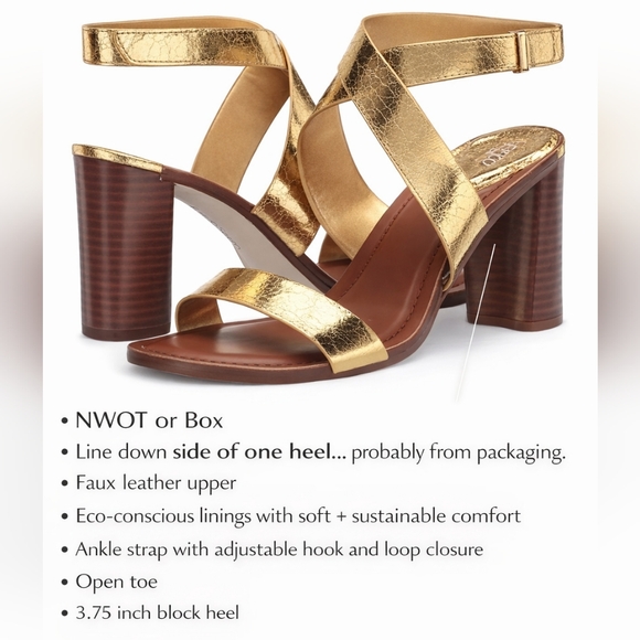 Franco Sarto Olinda Gold Strappy Heels – Size 10 – NWOT - Picture 3 of 8